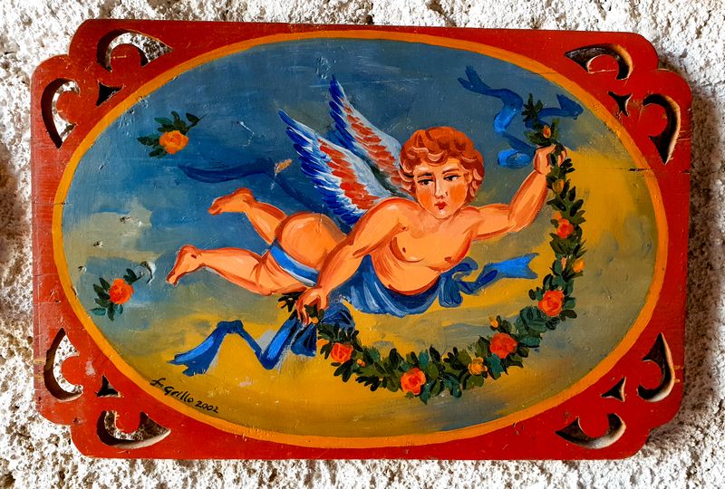 pannello in legno pittura  a mano