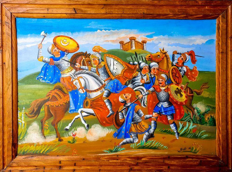 quadro legno a olio con paladini