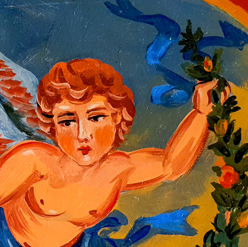 pannello in legno pittura  a mano